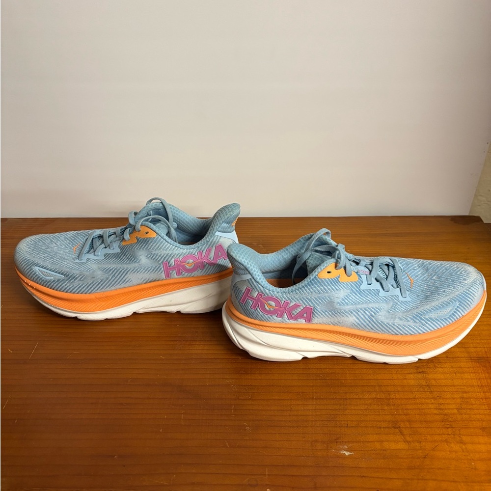 Hoka Blue and Orange Athletic Running Shoes with Cushioned Sole